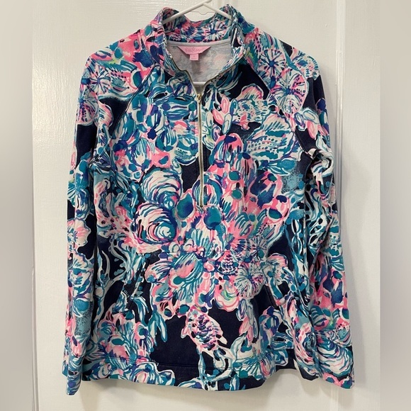 Lilly Pulitzer Sweaters - Lilly Pulitzer UPF 50+ Skipper Popover Bright Navy Caught Up Small